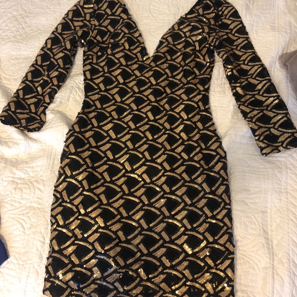 Black and gold sequin mini dress - Picture 1 of 2